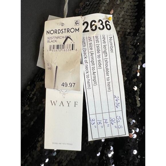 Black Sequin V-Neck Going Out Long Sleeve Top Size S WAYF - Picture 5 of 5